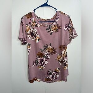 24/7 Maurice’s Women’s Pink Floral Short Sleeve T-Shirt Size Large